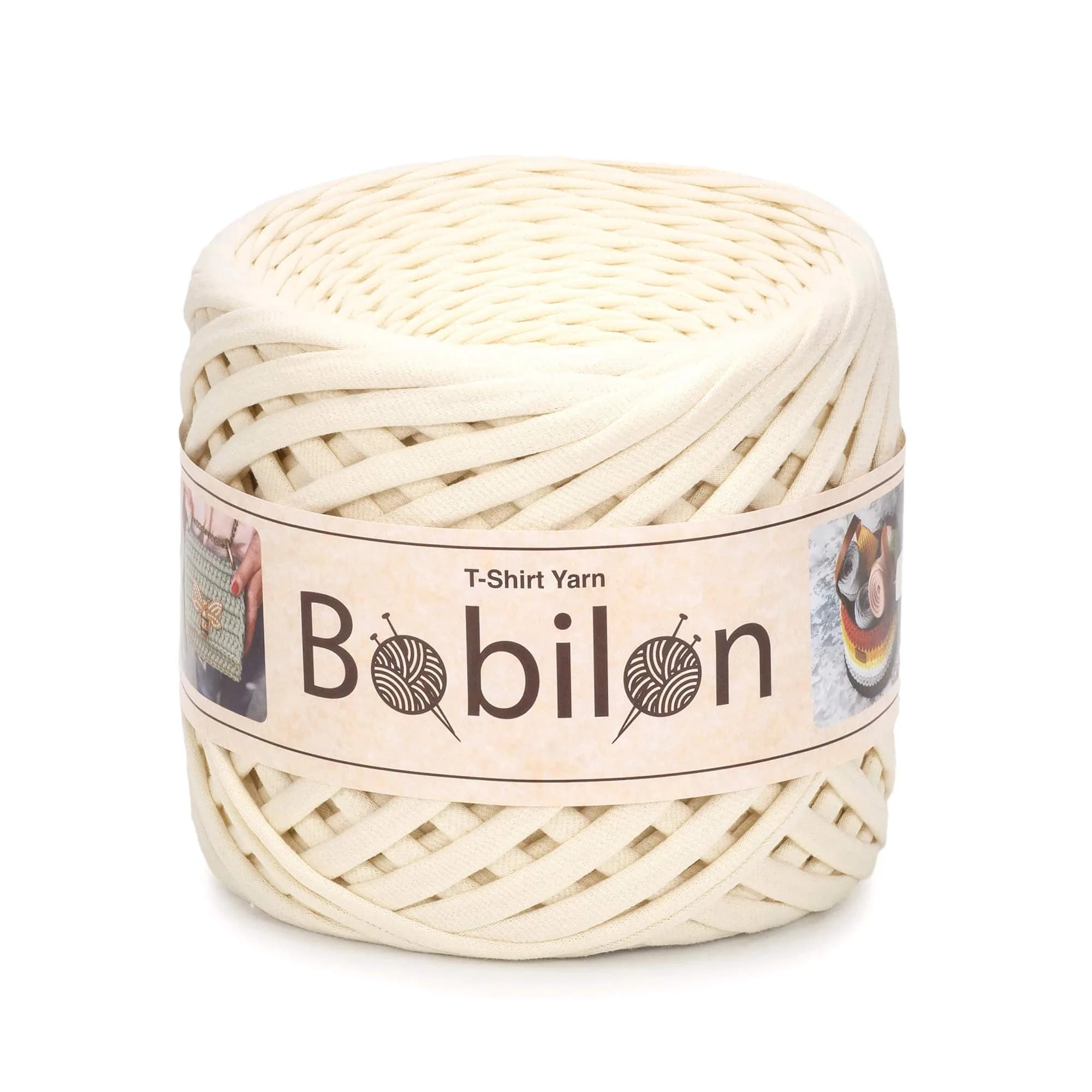 Bobilon Cotton Yarn for Crocheting 5-7mm | Soft Jersey Ribbon, Vanilla - main product image