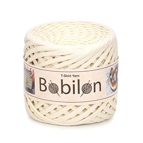 Bobilon Cotton Yarn for Crocheting 5-7mm | Soft Jersey Ribbon, Vanilla thumbnail 1