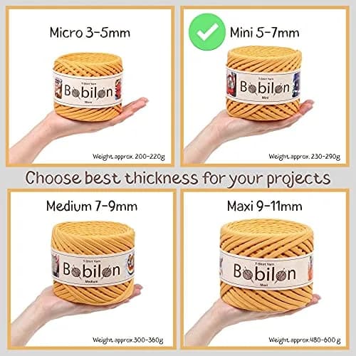Bobilon Cotton Yarn for Crocheting 5-7mm | Soft Jersey Ribbon, Vanilla thumbnail 2