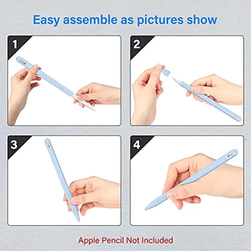 Fintie Silicone Sleeve for Apple Pencil Pro & Apple Pencil 2nd Generation, Sky Blue | Protects Against Scratches & Rolling thumbnail 8