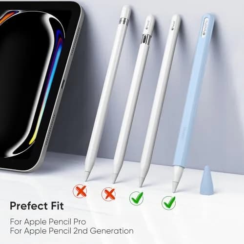 Fintie Silicone Sleeve for Apple Pencil Pro & Apple Pencil 2nd Generation, Sky Blue | Protects Against Scratches & Rolling thumbnail 2