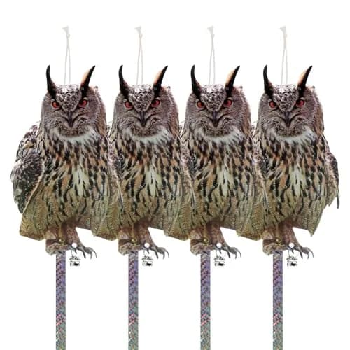 Kungfu Mall Fake Owl Garden Decor 81.28 cm (32 inches) | Plastic Bird Scarer with Reflective Tape thumbnail 1