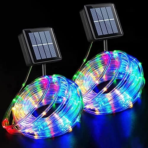 YEGUO Solar Rope Lights Waterproof 66ft 200 LED Multicolor | 8 Modes, IP44, Outdoor Use thumbnail 1