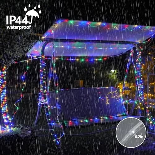 YEGUO Solar Rope Lights Waterproof 66ft 200 LED Multicolor | 8 Modes, IP44, Outdoor Use thumbnail 7