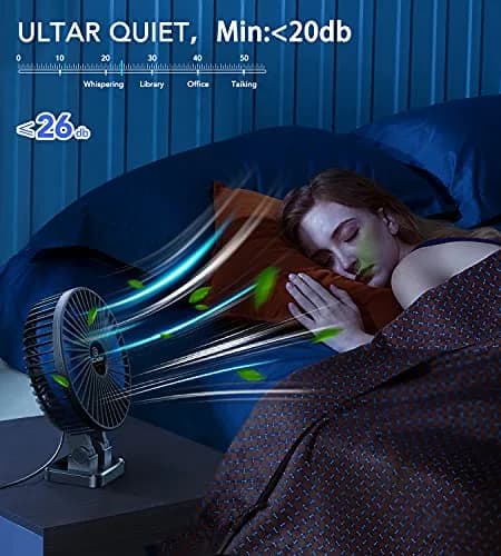 JZCreater USB Desk Fan, Mini Portable Fans, 3 Speeds, Black Blue | Strong Wind & Quiet Personal Cooling thumbnail 7