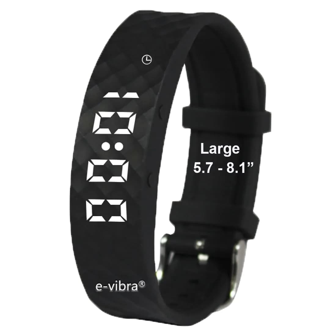 e-vibra Rechargeable Silent Vibrating Watch - Large Black | 15 Daily Alarms for Potty Training & Medical Reminders - main product image