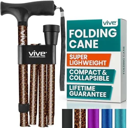 Vive Folding Cane - Adjustable Aluminum Walking Cane with Ergonomic Grip & Rubber Tip | 33-37 Inch Height thumbnail 1