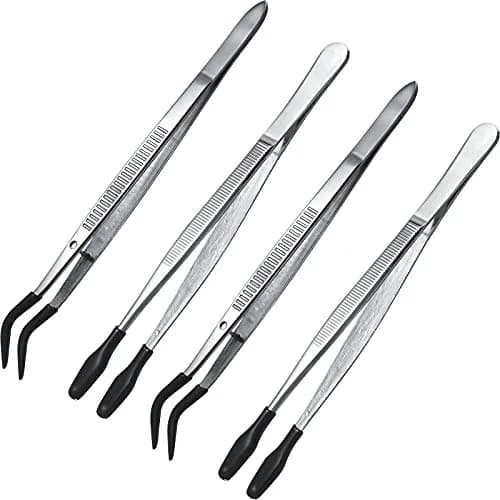 Honoson Rubber Tipped Tweezers PVC Silicone Tip, Black | Safe, Durable, Multi-Purpose thumbnail 1