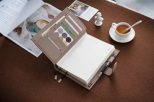 Moterm Leather A5 Planner Cover Fits Hobonichi Cousin, Stalogy & Midori MD | Pebbled-Taupe, 21cm (9") thumbnail 3