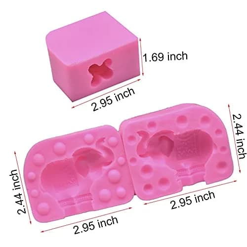 Oren Turkey 3D Elephant Silicone Mold | Food & Soap Safe, Pink, 7.5x6.2x4.3cm thumbnail 4