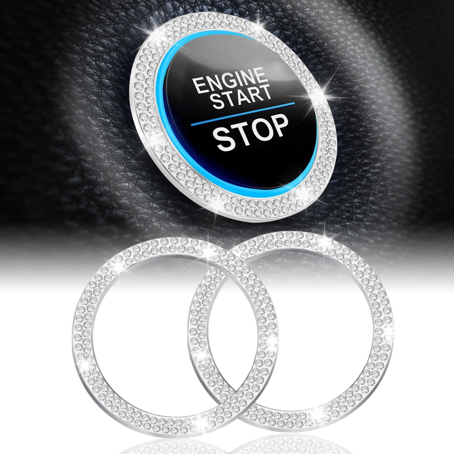 LivTee Car Engine Start Stop Decoration Ring | Dazzling Rhinestone Car Interior Accessory for Women, 1.53 inch Outer Diameter
