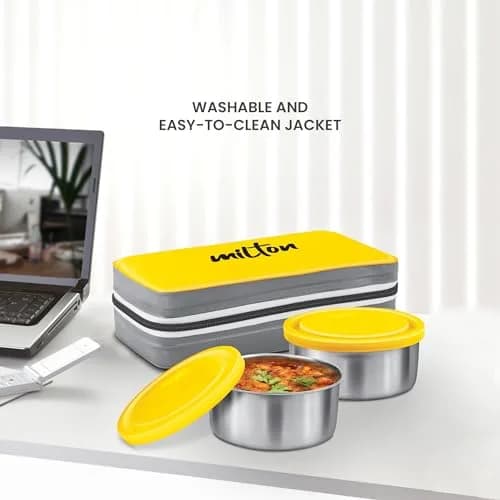 MILTON Mini Lunch Insulated Tiffin with 2 Containers 280 ml | Leakproof & Odor-Free for Office & Outdoors thumbnail 5