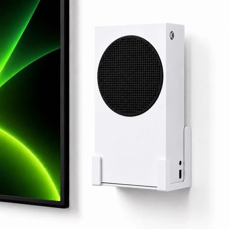 ALIENERGY Wall Mount for Xbox Series S (Mount Console & Accessories Near/Behind TV) | White Alloy Steel Bracket Kit - main product image