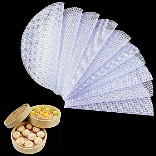 BuRuiJi 10-Piece Round Silicone Steamer Liners 28cm (11 x 11 inch) | Non-Stick Mesh for Dim Sum & Baking thumbnail 1
