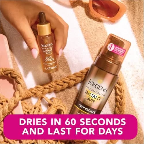 Jergens Natural Glow Instant Sun Body Mousse Deep Bronze Tan 360ml (12 Fl Oz) | Streak-Free Sunless Tanner thumbnail 5