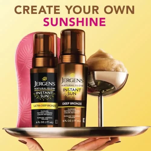 Jergens Natural Glow Instant Sun Body Mousse Deep Bronze Tan 360ml (12 Fl Oz) | Streak-Free Sunless Tanner thumbnail 8