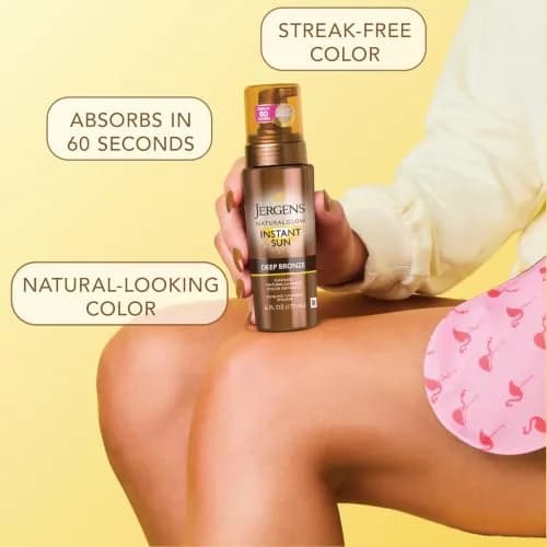 Jergens Natural Glow Instant Sun Body Mousse Deep Bronze Tan 360ml (12 Fl Oz) | Streak-Free Sunless Tanner thumbnail 2