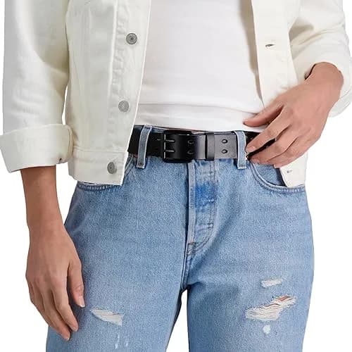 Levi's Women's Perforated Fully Adjustable Belt with Double Prong Buckle, Black, Large (1.38 inch / 3.5 cm wide) thumbnail 5