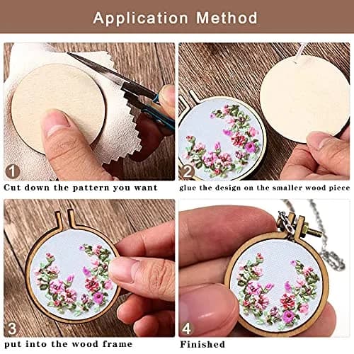 ZOCONE Mini Embroidery Hoops 10 Pack Round & Oval Wood Hoops (10 Sets) | DIY Craft Display Frames thumbnail 3