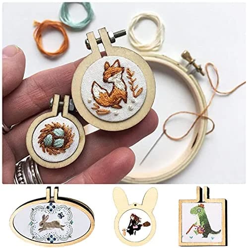 ZOCONE 18 Pack Mini Embroidery Hoops — 20mm to 60mm Round, Oval & Square Wood Hoops | DIY Jewelry & Craft Frames thumbnail 6