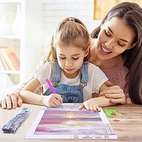 NAIMOER Diamond Painting Kits for Adults 12x16 inch | Full Drill Round Beach Sunset Heart Crystal Art thumbnail 5