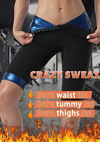 QZSH Women's Sauna Pants with Adjustable Hooks & M-Shaped Hip Lift, Blue Lining-01, Large (1 Pair) thumbnail 2