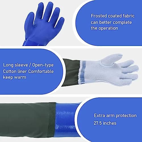MUMUKE Long Waterproof Gloves 28 inch XL 3-Pair | Chemical Resistant PVC with Cotton Liner thumbnail 3