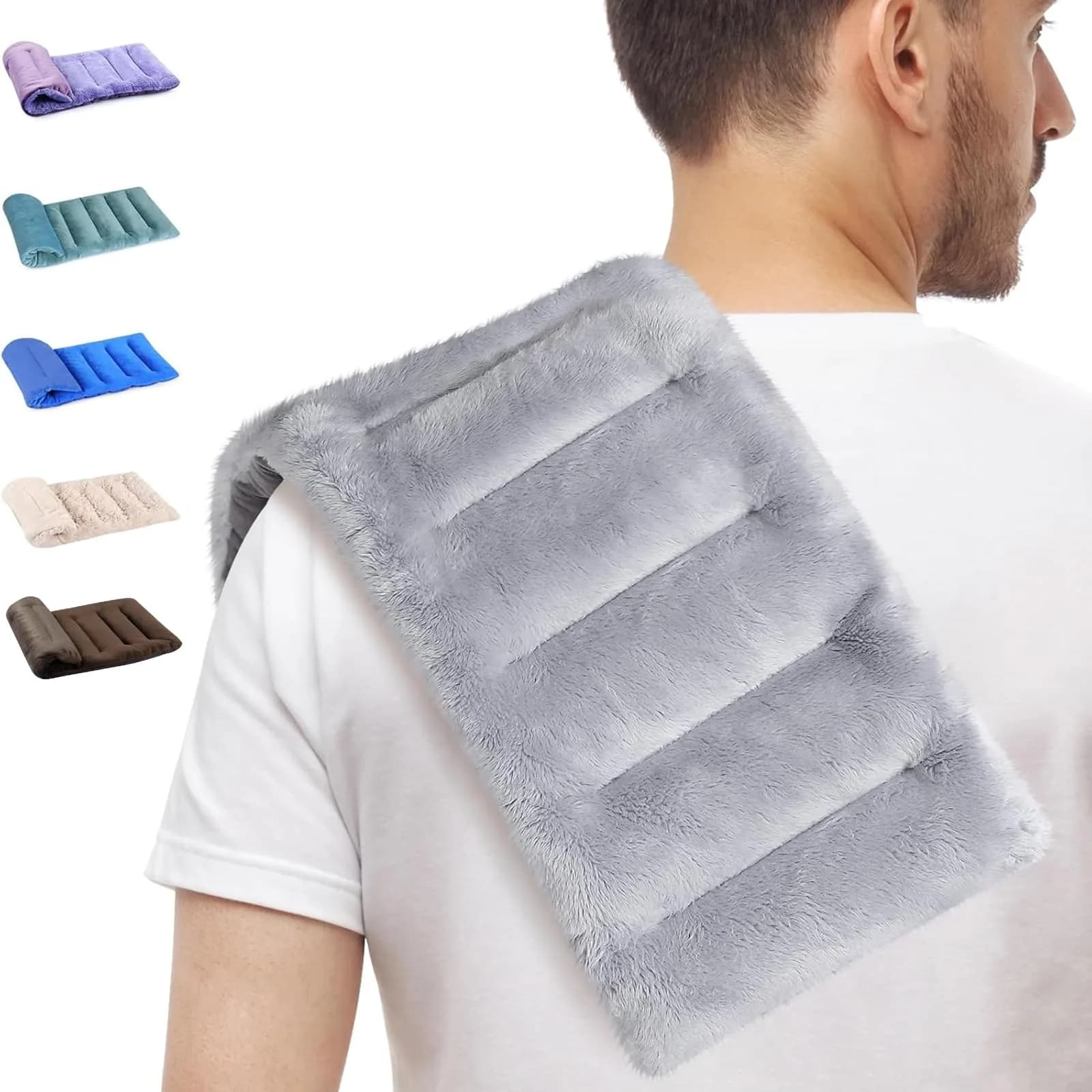 SUZZIPAD Microwave Heating Pad 7"X16" Gray | Moist Heat for Muscle Fatigue & Soreness