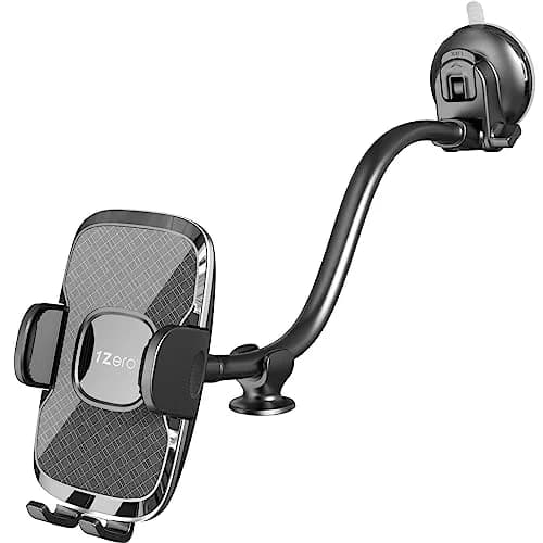 1Zero Car Truck Phone Mount Holder with 8-Inch Gooseneck, Anti-Shake, Universal Fit, Black | Supports All Cell Phones thumbnail 1