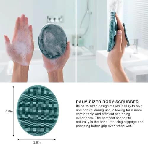 INNERNEED Silicone Body Cleansing Brush Dark Green | Gentle Massage, Deep Clean, Hygienic Shower Scrub Brush Soft Bristles for All Skin Types, Easy to Hold thumbnail 4