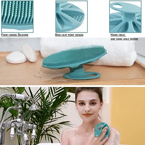 INNERNEED Silicone Body Cleansing Brush Dark Green | Gentle Massage, Deep Clean, Hygienic Shower Scrub Brush Soft Bristles for All Skin Types, Easy to Hold thumbnail 2