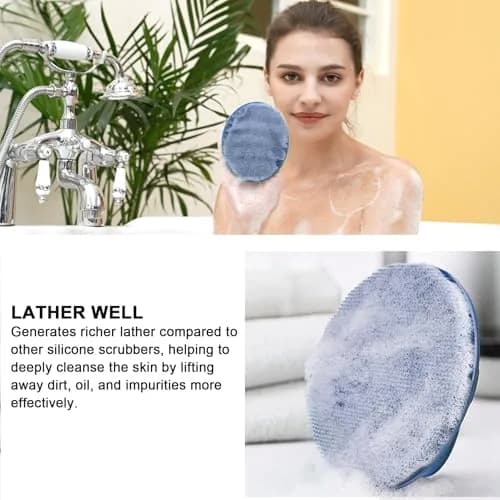 INNERNEED Silicone Body Cleansing Brush Exfoliating Scrubber, Dark Blue | Gentle Massage, Deep Clean, Hygienic Shower Scrub Brush Soft Bristles for All Skin Types, Easy to Hold thumbnail 4