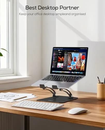 Nulaxy C1 Fully Adjustable Laptop Stand for Desk, Dual Foldable Computer Riser with Heat-Vent, 2.27 kg (5 lb) Capacity thumbnail 8