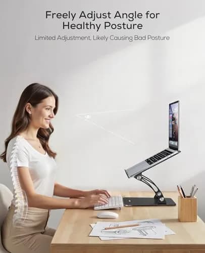 Nulaxy C1 Fully Adjustable Laptop Stand for Desk, Dual Foldable Computer Riser with Heat-Vent, 2.27 kg (5 lb) Capacity thumbnail 2