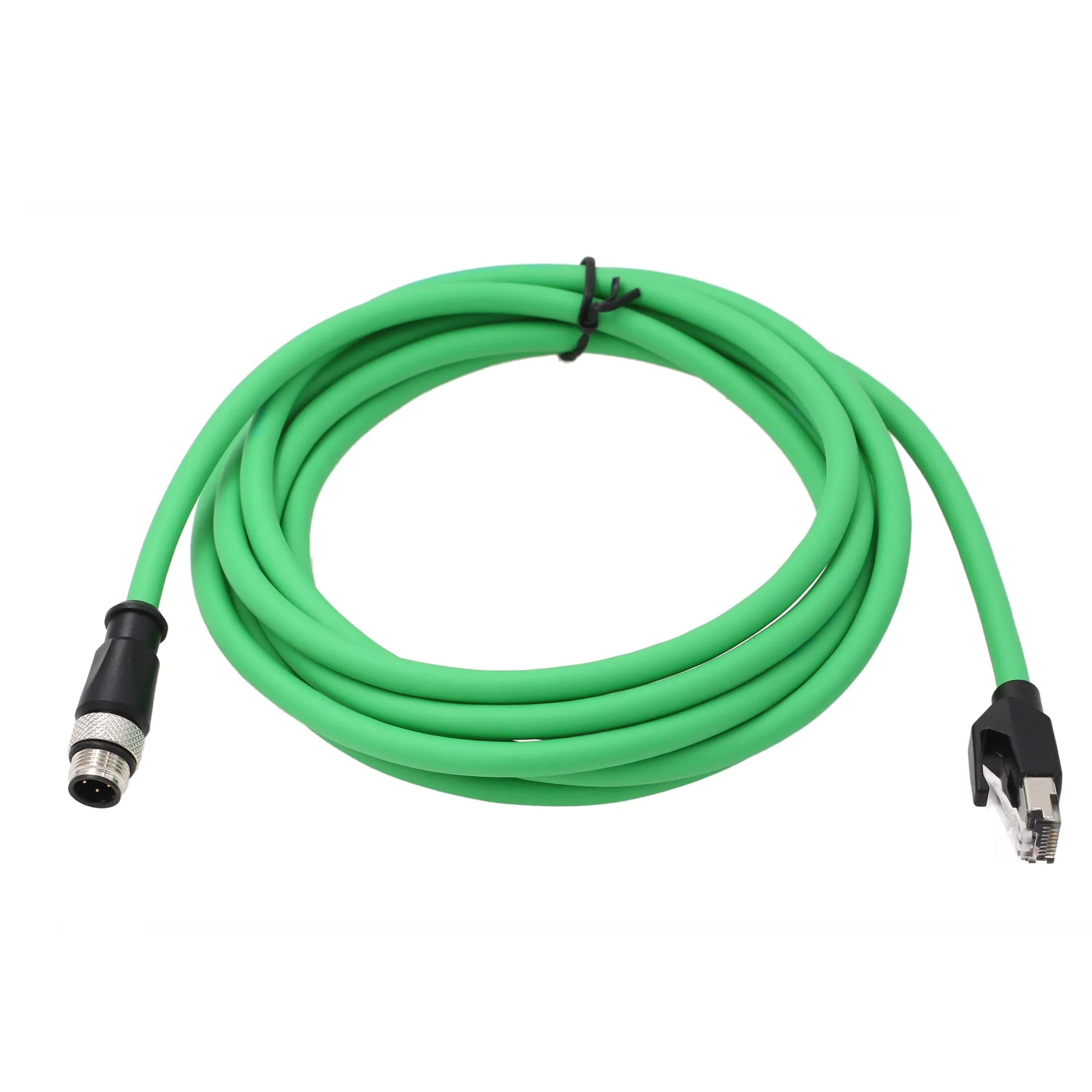 HangTon M12 4 Pin D-Coding to RJ45 Ethernet Cat5e Cable 7m (23ft) | Industrial Grade Shielded Network Cord — 5m