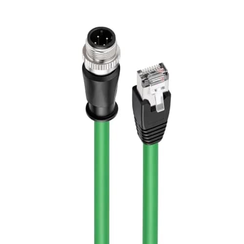 HangTon M12 4 Pin to RJ45 Cat5e Ethernet Cable 5m (16.4ft) Green | Industrial Grade Network Data Cable for Sensors & Automation thumbnail 2