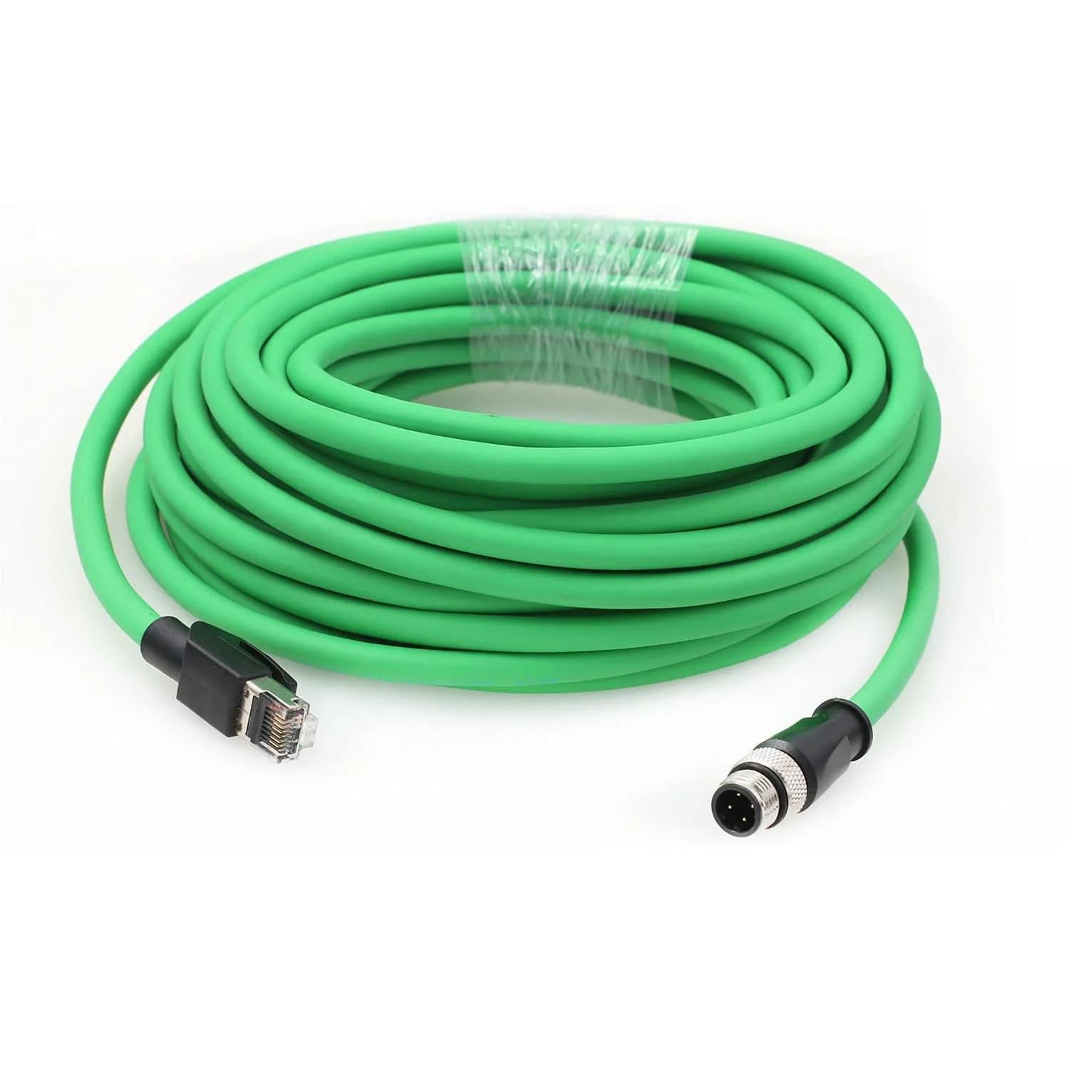 HangTon M12 4 Pin D-Coding to RJ45 Ethernet Cat5e Cable 7m (23ft) | Industrial Grade Shielded Network Cord — 15m