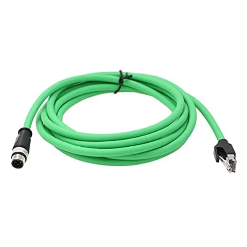 HangTon M12 4 Pin D-Coded Male to RJ45 Ethernet Cat5e Network Cable 1m (3.28 ft) | Industrial Grade High Flex Shielded Green thumbnail 6