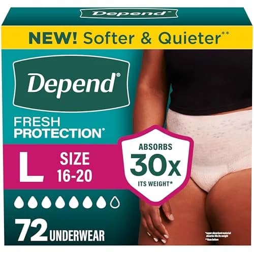 Depend Adult Diapers for Women Large | Ultra-Absorbent, Odorless, Cotton-Like Comfort thumbnail 1