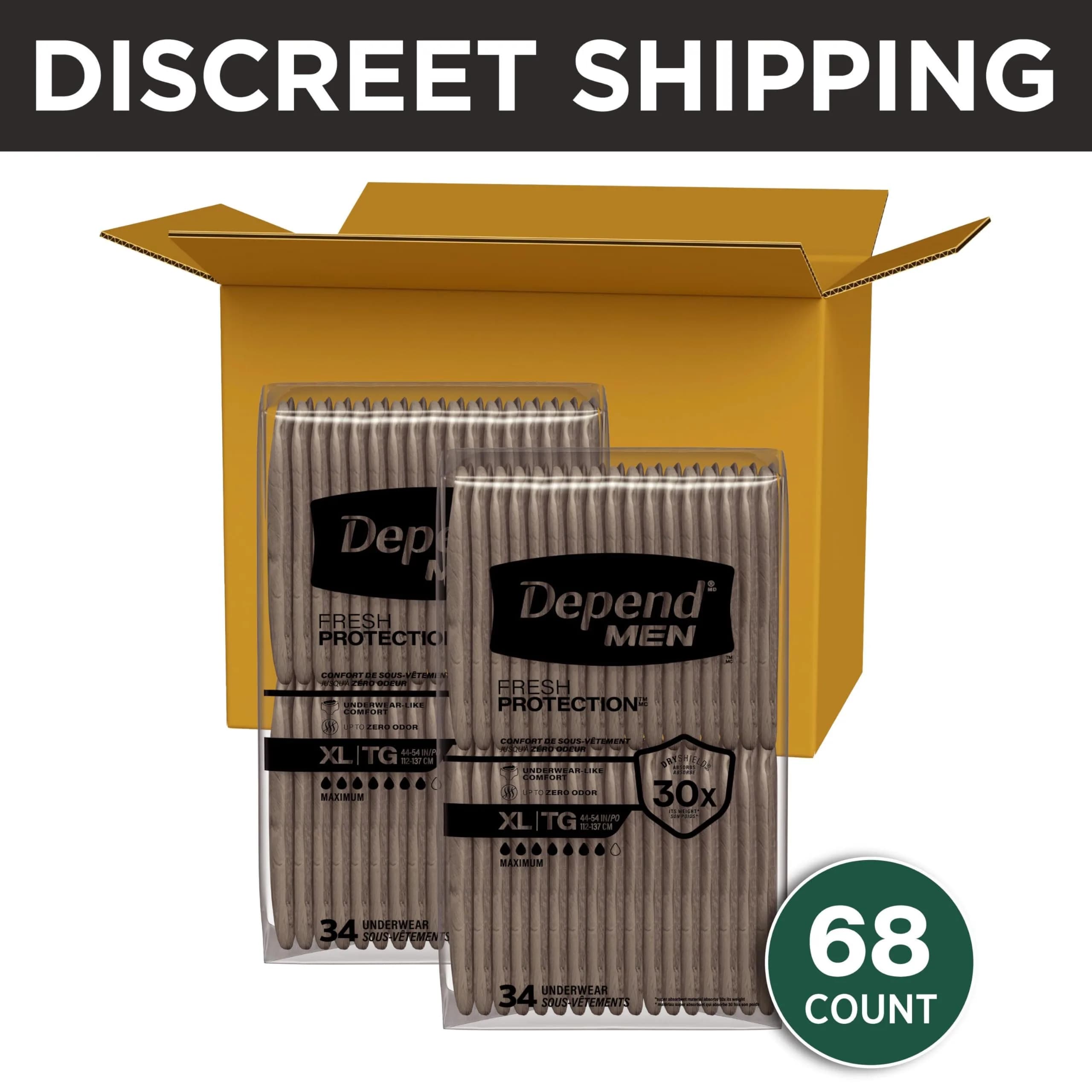 Depend Fresh Protection Adult Diapers for Men XL Grey 68 Count | USA Imported Incontinence Underwear thumbnail 2