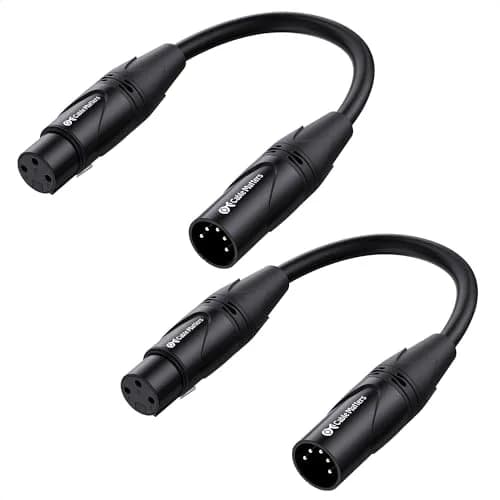 Cable Matters 2-Pack 5 Pin to 3 Pin DMX Lighting Cable, 6 Inches | Convert DMX & XLR Connectors thumbnail 1