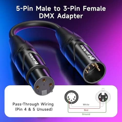 Cable Matters 2-Pack 5 Pin to 3 Pin DMX Lighting Cable, 6 Inches | Convert DMX & XLR Connectors thumbnail 2