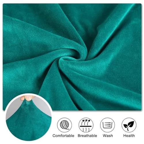 Lellen Velvet Stretch Wingback Chair Cover 18-22" Seat Length | Teal Protector for Indian Homes thumbnail 3
