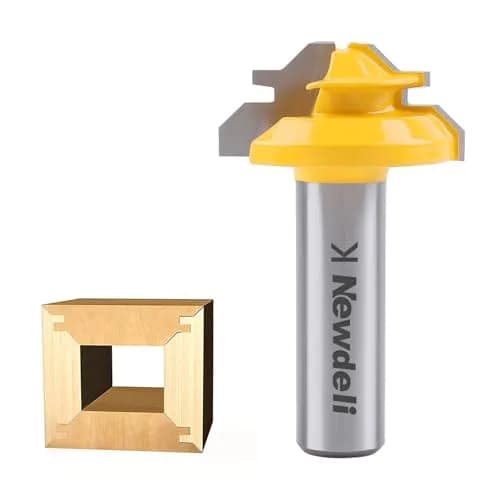 Newdeli 45 Degree Lock Miter Router Bit 1/2" Shank, 1/2" Stock | Connects Boards at 90 Degrees for Woodworking thumbnail 1