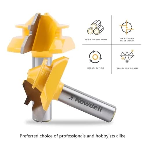 Newdeli 45 Degree Lock Miter Router Bit 1/2 Inch Shank, 3/4" Stock Joint Router Bit | Connects Boards at 90 Degrees for Woodworking thumbnail 4