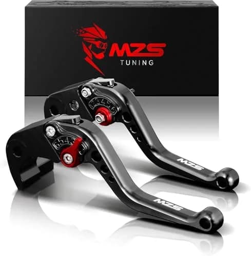 MZS Black Motorcycle Brake Clutch Levers Adjustable Short CNC Set | CNC Billet Aluminum & Stainless Steel thumbnail 1