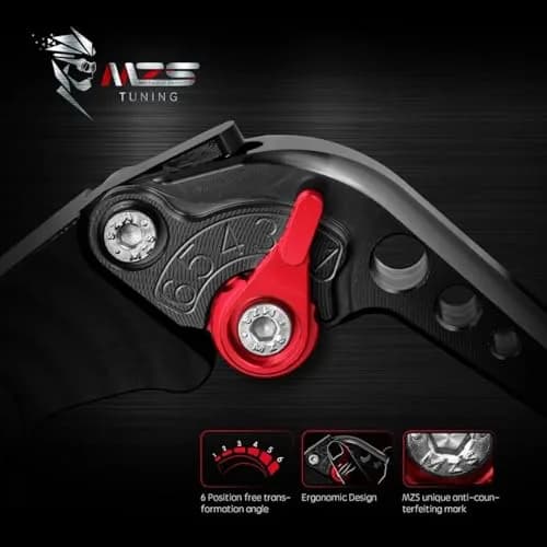 MZS Black Motorcycle Brake Clutch Levers Adjustable Short CNC Set | CNC Billet Aluminum & Stainless Steel thumbnail 5