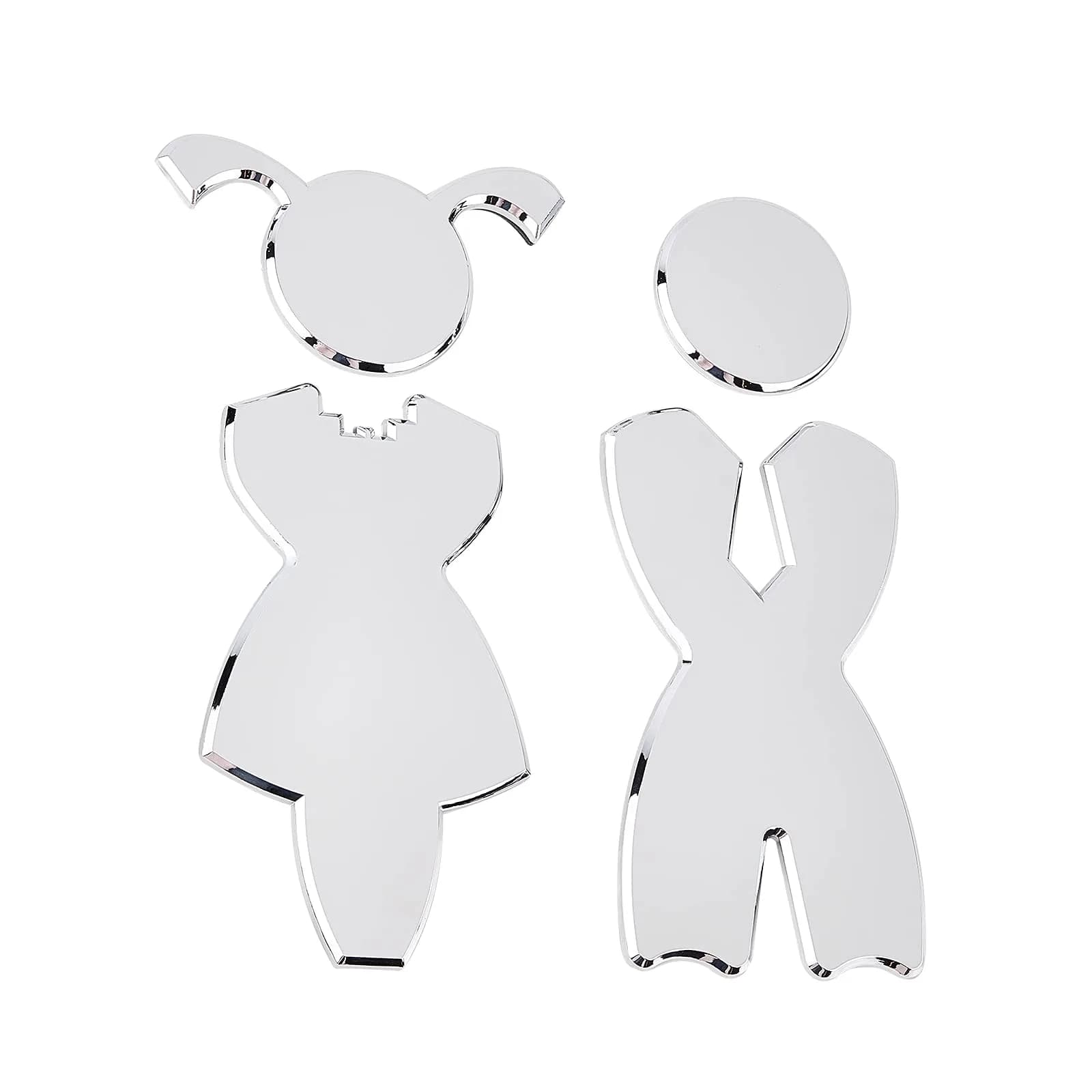 GORGECRAFT Bathroom Signs Men Women Brushed Signage 2 Pack | Self Adhesive Plastic Door Identification (Silver) — Silver B