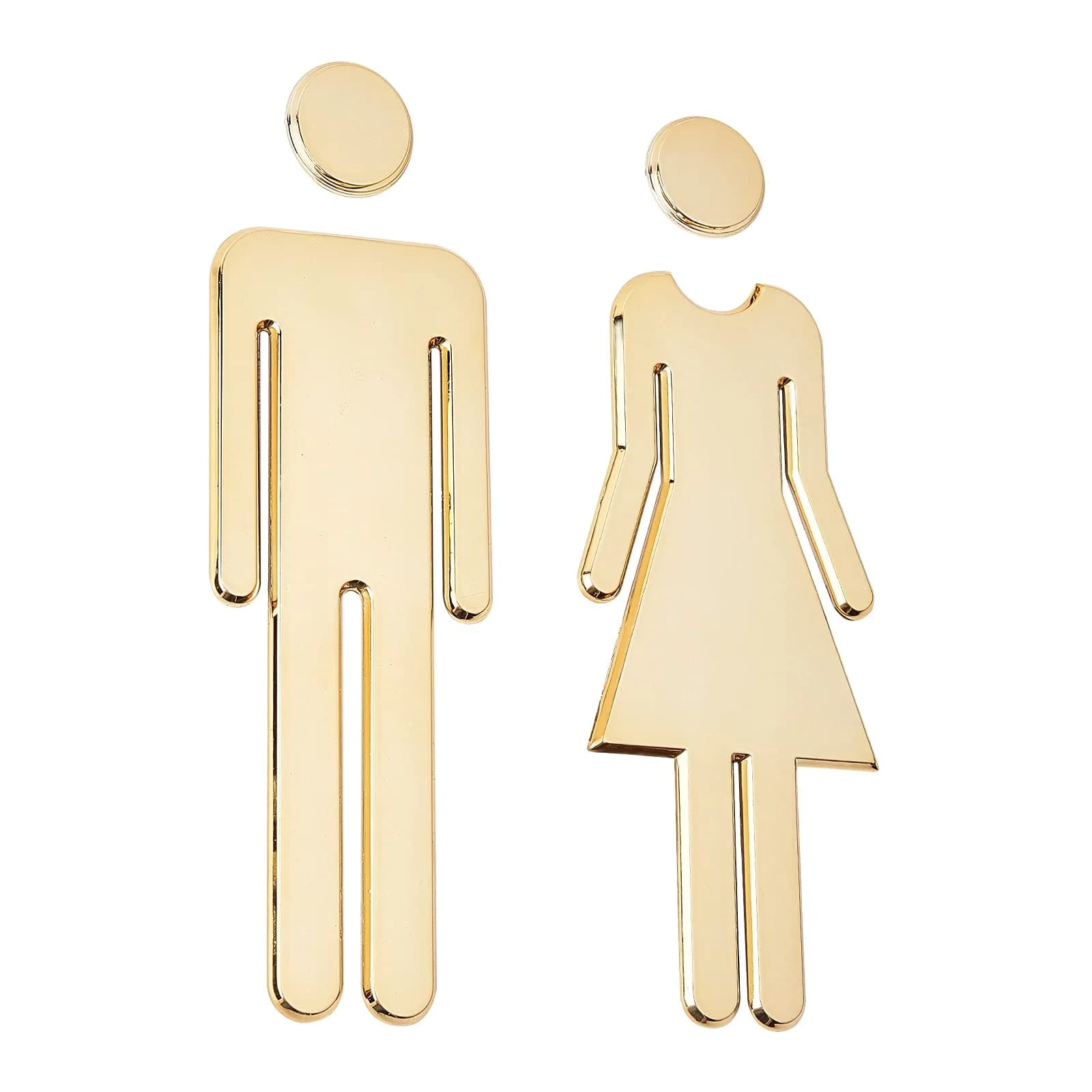 GORGECRAFT Bathroom Signs Men Women Brushed Signage 2 Pack | Self Adhesive Plastic Door Identification (Silver) — Gold