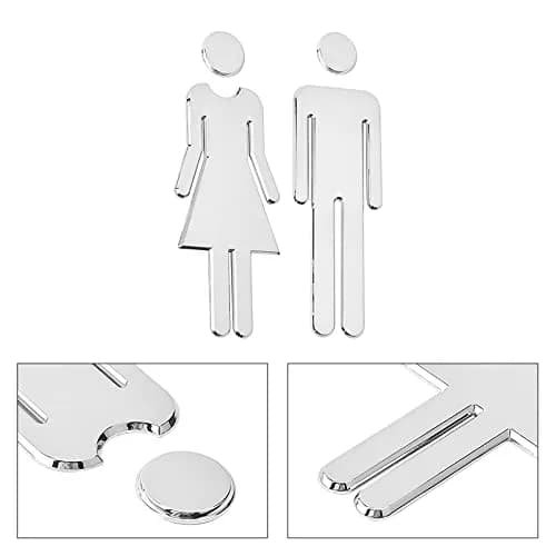 GORGECRAFT Bathroom Signs Men Women Brushed Signage 2 Pack | Self Adhesive Plastic Door Identification (Silver) thumbnail 4